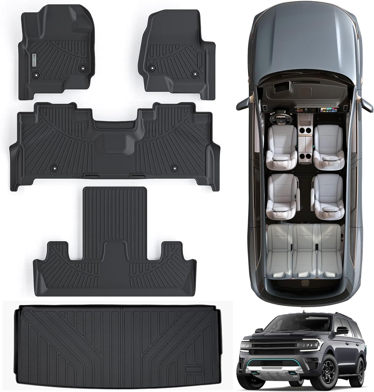  Floor Mats and Trunk mat for Trucks 2018-2023 Seats(2 Row Bucket Seat)